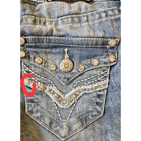 Harley-Davidson Women’s Tapered Jeans Embroidered Rhinestone 28W Sz:6 Y2K - Picture 10 of 16
